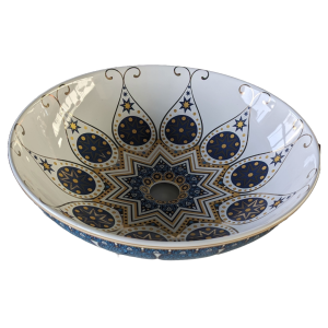 CERAMIC WHB GOLD FLOWER&WHITE