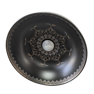 BINAA CERAMIC BASIN MATT BLACK & FLOWER PATTERN